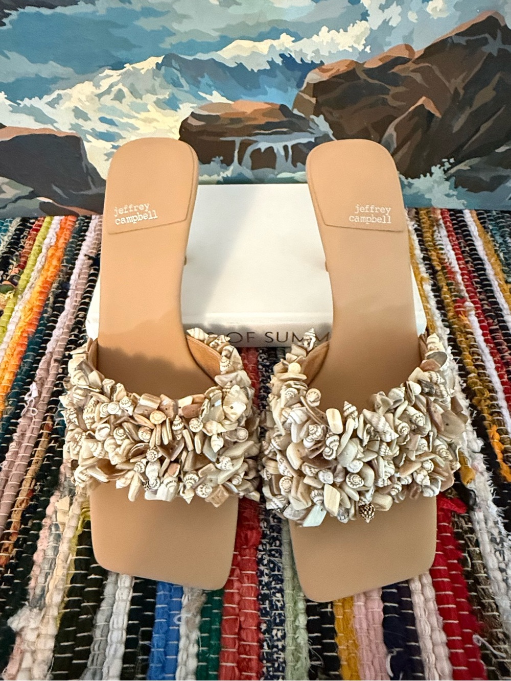 Jeffrey Campbell Natural Shellbi Seashell Embellished Sandals, New